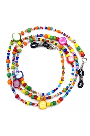 FRCOLOR Style Perles De Riz Teintes En Coquillage Lunettes Perlées Corde Chaîne De Lunettes Chaîne De Lunettes Perlées Coloré
