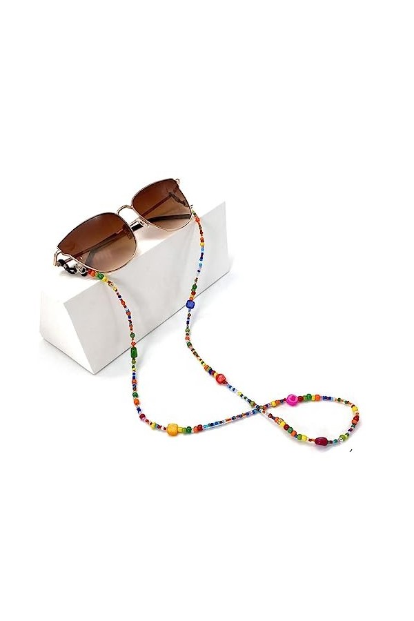 FRCOLOR Style Perles De Riz Teintes En Coquillage Lunettes Perlées Corde Chaîne De Lunettes Chaîne De Lunettes Perlées Coloré