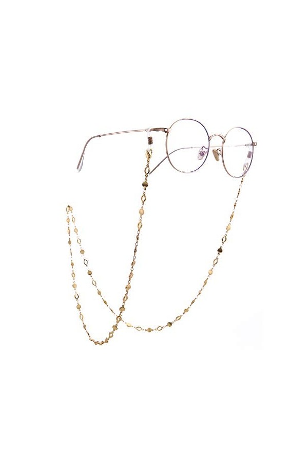 cooltime Porte-chaîne de lunettes lettre O pour homme et femme, 78cm, Caoutchouc, métal