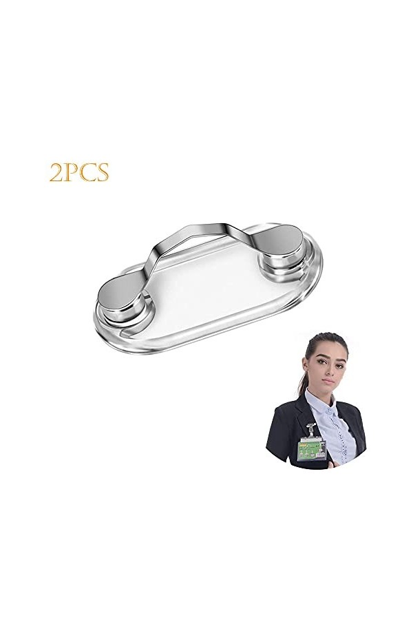 Badges Porte Nom, 2 Pièces Porte Badges, Magnétique Porte Badge, Métal, pour Des Lunettes, Des Lunettes De Soleil Blanc Arge