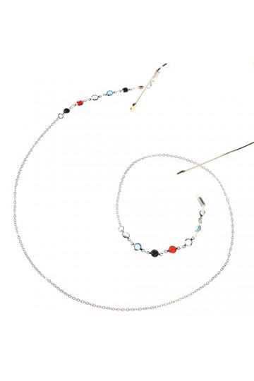 Long collier steampunk / tour de cou en métal pour lunettes de soleil et masque de femme, s, M