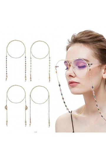SJBAUTYO 4 Pièces Femmes Chaîne pour Lunettes,Chaînes de Lunettes Élégant,Convient pour les lunettes de soleil, les lunettes 