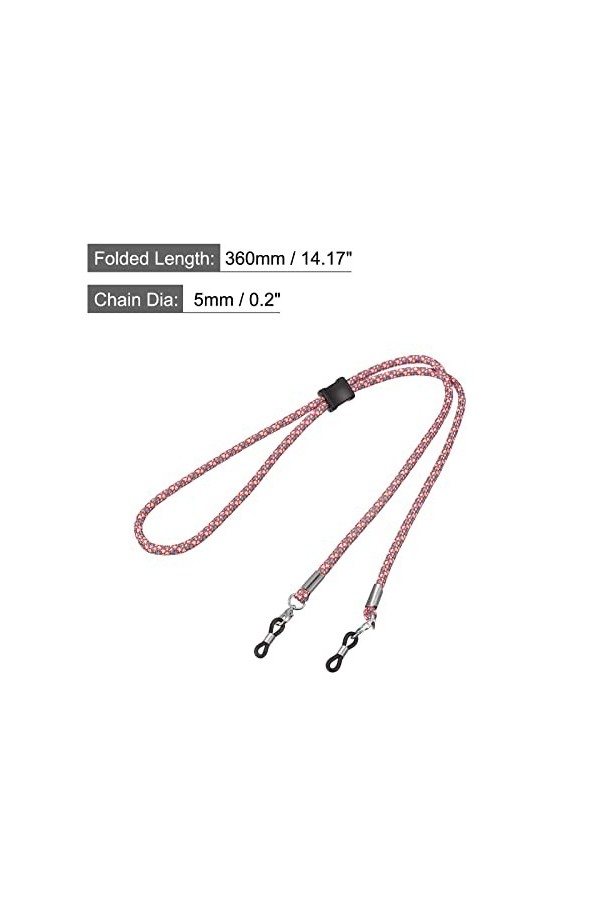 sourcing map Lunettes Support Sangle Cordon, 2Pcs 14" Lunettes Soleil Ficelle Sangle Autour Cou Lunettes Chaîne Chapeau Sangl
