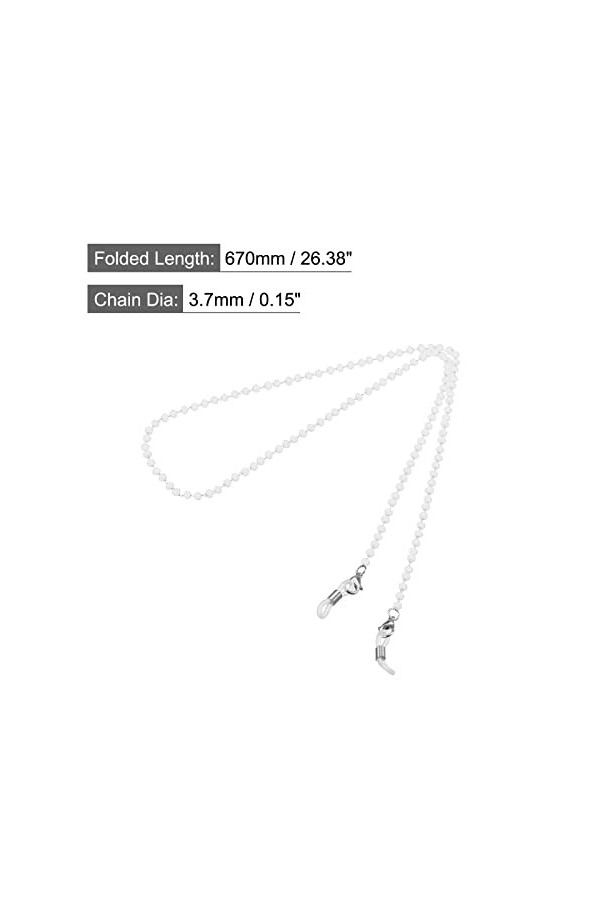 sourcing map Lunettes Chaîne, 26" Lunettes Soleil Perlées Sangle Support Autour Cou Lunettes Chaîne Chapeau Sangle Cordon, Bl