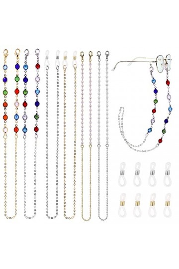 Lot de 6 chaînes de lunettes à perles pour homme et femme