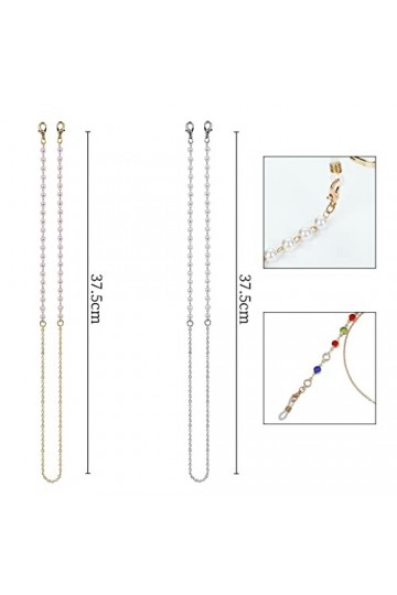Lot de 6 chaînes de lunettes à perles pour homme et femme