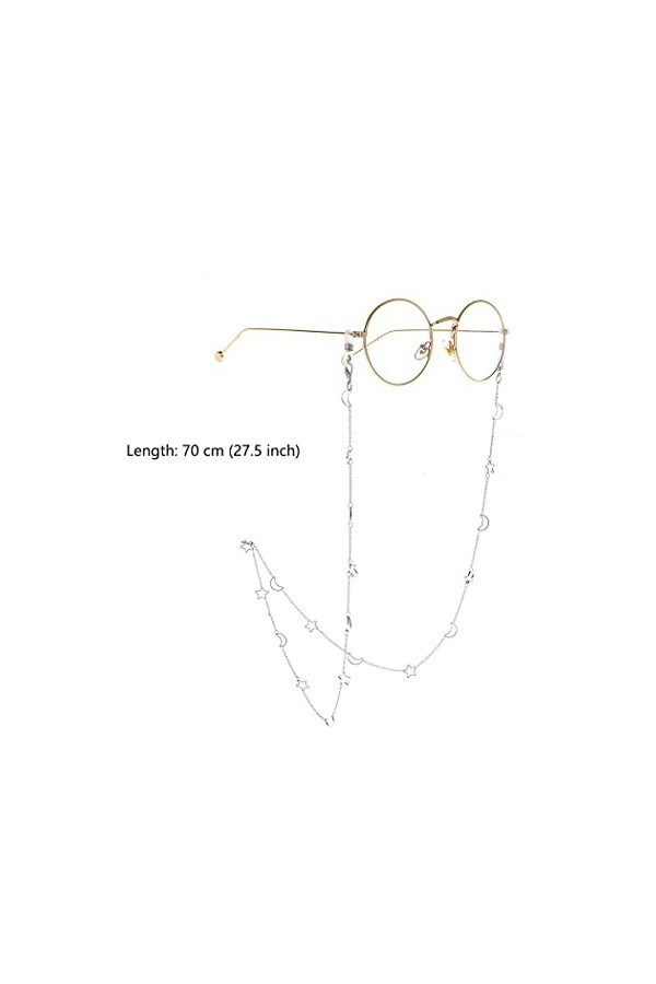 Borsgye Lot de 2 chaînes de retenue pour lunettes - Style étoile et lune