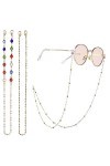 Lot de 2 chaînes de lunettes de lecture, chaînes de lunettes de soleil, chaînes de lunettes à perles pour femme avec crochets