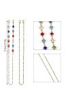Lot de 2 chaînes de lunettes de lecture, chaînes de lunettes de soleil, chaînes de lunettes à perles pour femme avec crochets