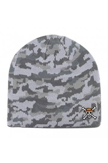 Roffatide Anime One Piece Casquettes de Crâne Chapeau Tête de Mort Brodé Camo Gris Bonnet Ras du Cou Bonnet dhiver en Tricot