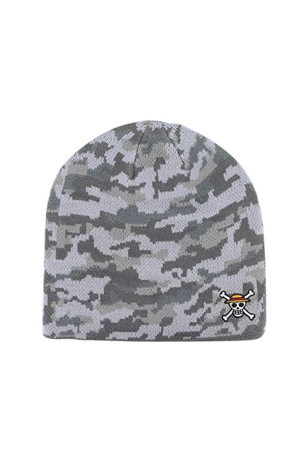 Roffatide Anime One Piece Casquettes de Crâne Chapeau Tête de Mort Brodé Camo Gris Bonnet Ras du Cou Bonnet dhiver en Tricot