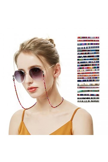 MiaLover Lot de 8 cordons à lunettes en cuir synthétique - Cordon de lunettes - Pour homme et femme