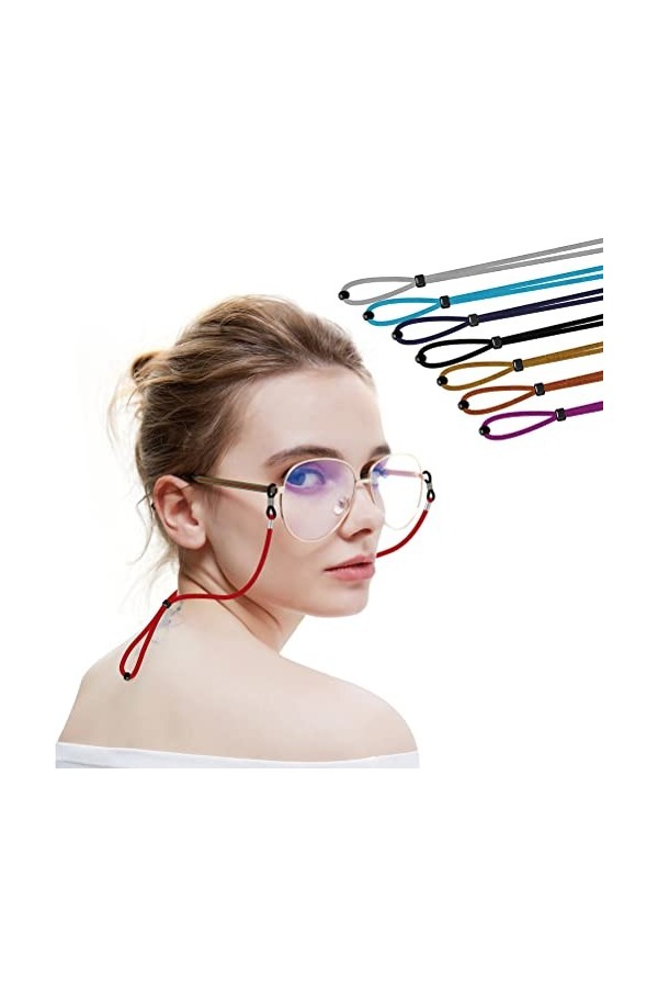 MiaLover Lot de 9 cordons à lunettes en cuir synthétique - Pour homme et femme