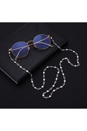 cooltime Chaîne de lunettes avec lettre O - Pour homme et femme - Caoutchouc argenté et noir