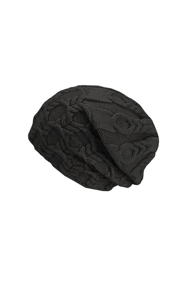 Rayson Bonnet Tricoté Doux et Chaud Motif Tresses Chapeau Femmes Homme Bonnet dhiver en Peluche Unisexe Doublure et Bonnet d