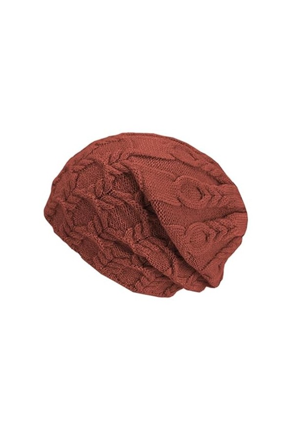 Rayson Bonnet Tricoté Doux et Chaud Motif Tresses Chapeau Femmes Homme Bonnet dhiver en Peluche Unisexe Doublure et Bonnet d