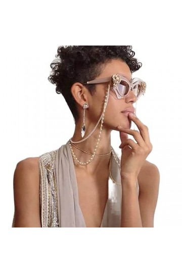 Sethexy Or Mode Chaîne de lunettes de soleil Perles Femmes Chaîne de lunettes Perle Lunettes Accessoires pour Lunettes
