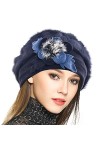 VECRY Femme Laine Béret Français Cloche Angola Robe Bonnet Calotte Chapeaux dhiver Crème, Taille M 