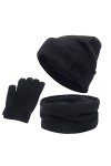 Ensemble Hiver Bonnet écharpe GantsTricotés Ensemble dhiver 3 en 1，Bonnet écharpe Gants décran Tactile pour en Plein air et