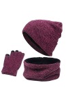 Ensemble Hiver Bonnet écharpe GantsTricotés Ensemble dhiver 3 en 1，Bonnet écharpe Gants décran Tactile pour en Plein air et