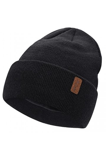 Bequemer Laden Femme Homme Hiver Chaud Bonnet Tricot Slouchy Casquette Crâne avec Doublure Polaire