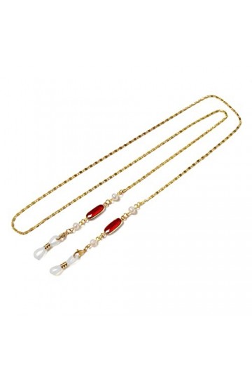 XTYPE Chaînes de lunettes à sangle pour femmes simple rétro perles de cristal tendance cordon de lunettes couleur : rouge, t