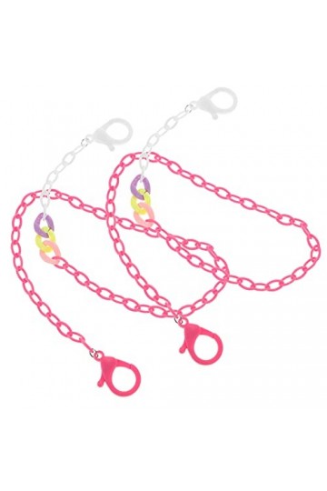 Amosfun Lot de 2 chaînes à lunettes en acrylique - Pour femmes, filles, hommes - À la mode - Rose et blanc