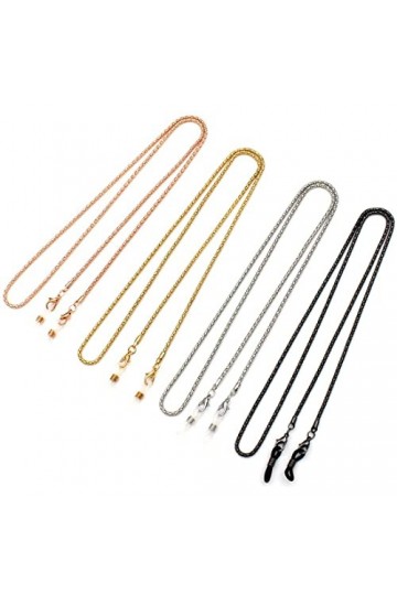 LIUJZZJ 4 Pièces Chaînes de Lunettes Élégant Retenue de Lunettes Perles Support de Sangle de Lunettes