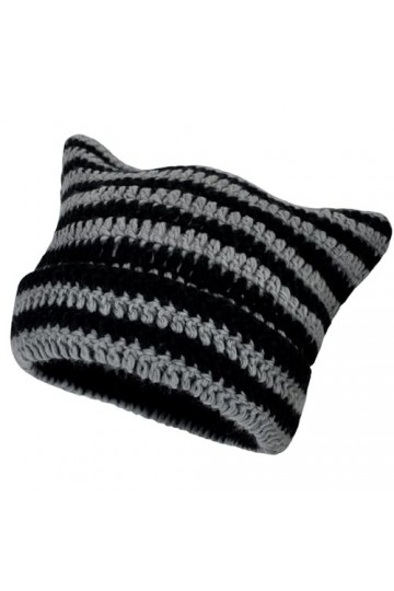 Bonnet Tricoté Femme Chapeau d’Oreilles de Chat Hiver Chaud Cap Hats en Tricot Elastique Bonnet de Ski pour Filles Adultes N