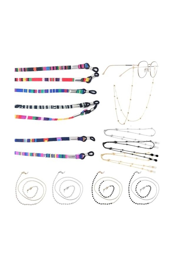 DKDDSSS 14 Pcs Chaine Lunette, Cordon Lunettes Femme Chaine Lunettes Femme Cordon Lunettes Fil Lunettes Multicolore Universel