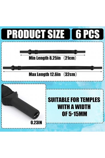 SAVITA 6pcs Sangles de Lunettes Réglable,&nbsp;Cordon Lunette Silicone&nbsp;Lanière de Lunettes Retenues de Lunettes&nbsp;Cordon&nbsp;à&nbsp;Lunettes 