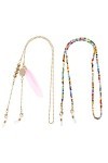 VGOL 2pcs Plume Lunettes de Soleil Chaîne Perle Chaîne de Lunettes Antidérapant Chaîne de Lunettes Porte-lunettes Chaîne Lune