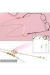 VGOL 2pcs Plume Lunettes de Soleil Chaîne Perle Chaîne de Lunettes Antidérapant Chaîne de Lunettes Porte-lunettes Chaîne Lune