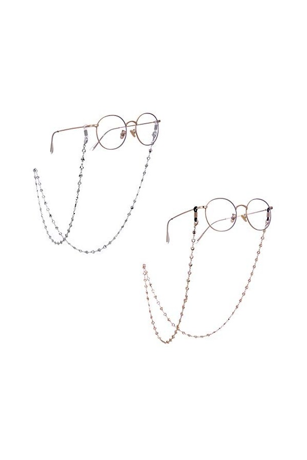 LIKGREAT - Lot de 2 chaînes rétro pour lunettes de lecture - en forme de cœur Or 1 pièce .