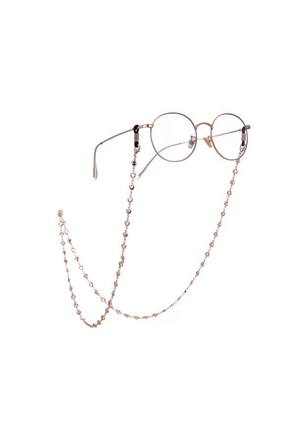 LIKGREAT - Lot de 2 chaînes rétro pour lunettes de lecture - en forme de cœur Or 1 pièce .