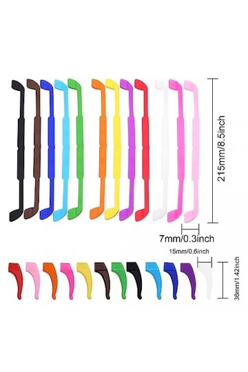 TSHAOUN 12 Pack Anti Slip Lunettes Sangles avec 12 Paires Crochets Oreille, sangles de lunettes antidérapantes en silicone,Po