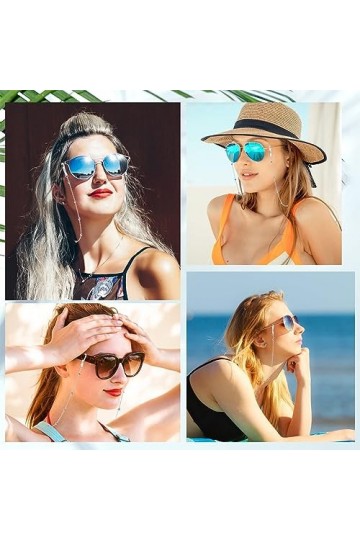 Lot de 6 Chaînes de Lunettes de Soleil Pour Femme Chaînes de Lunettes Élégant Retenue de Lunettes Perles Support de Sangle de