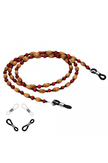 VPbao Perle Bois Chaîne de Lunettes Antidérapant Cordon à Lunettes