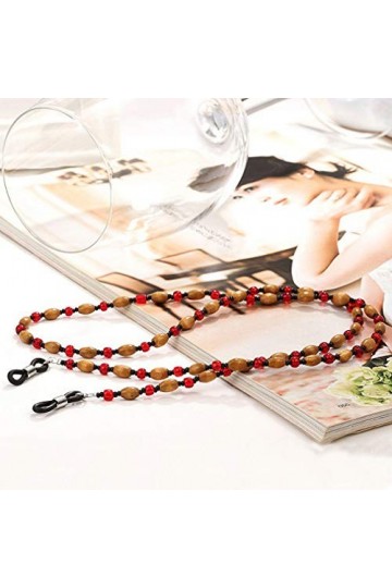 VPbao Perle Bois Chaîne de Lunettes Antidérapant Cordon à Lunettes