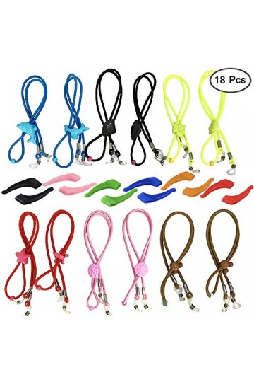 SENHAI 12pcs sangle de lunettes pour enfants & 6 paires de crochets doreille en silicone, Sangles de lunettes de sport ajust