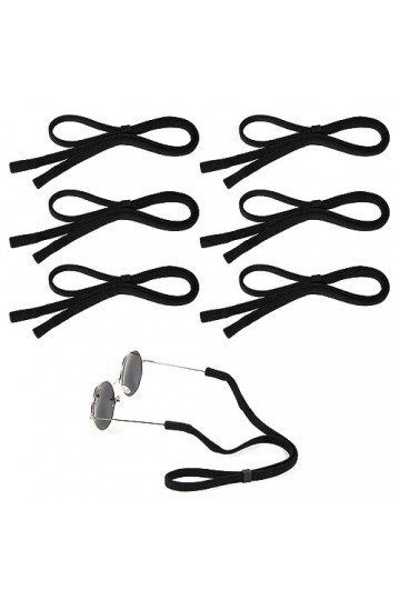 BOXOB 6pcs Sangles de Lunettes Réglables, Lunettes Cordon Retenue de Lunettes Ficelle de Lunettes Noir Retenues de Lunettes p