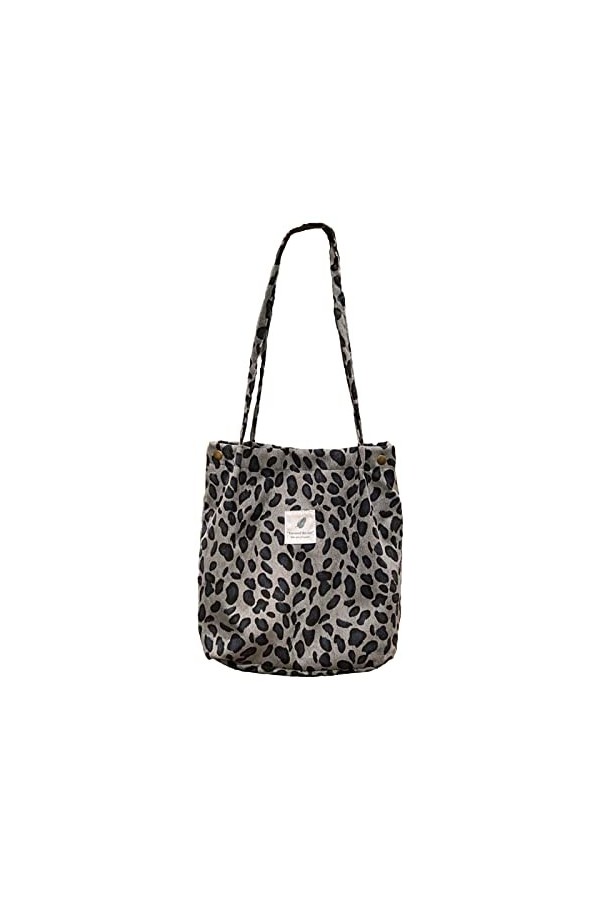 AioTio Sac en Velours Côtelé, Grand Sac Cabas Femmes, Sacs de Plage Ultralégers pour Voyage, Gym et Shopping Léopard 