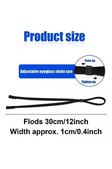 BOXOB 6pcs Sangles de Lunettes Réglables, Lunettes Cordon Retenue de Lunettes Ficelle de Lunettes Noir Retenues de Lunettes p