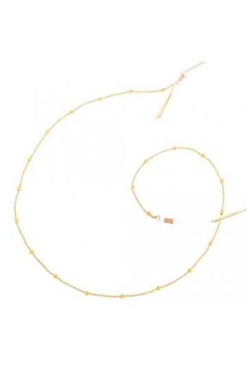 Andux Cordon Lunettes Perles pour Femme Homme Enfants Chaîne de Lunettes YJL-01 Or 