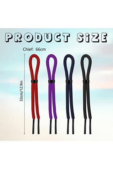 KINBOM 4 Pièces 66cm Sangle de Lunettes de Soleil, Cordon Lunettes Réglable Anti-Perte Sangles de Lunettes pour Sports Nautiq