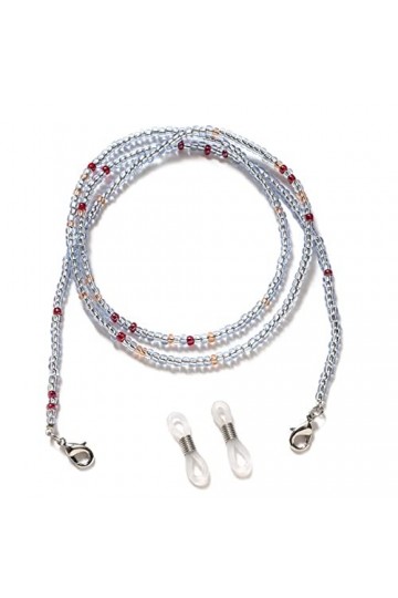 KEMUDO Chaînes de lunettes de vue for femmes Chaînes perlées Crochets doreille antidérapants et cordon de lunettes élégant e