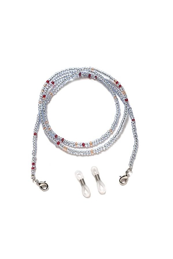 KEMUDO Chaînes de lunettes de vue for femmes Chaînes perlées Crochets doreille antidérapants et cordon de lunettes élégant e