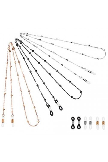 Aabellay Lot de 3 cordons de lunettes de soleil en métal pour lunettes de lecture