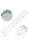 Zeayebsr 2 Pcs Chaîne Lunettes Femmes, Chaînes de Lunettes cordon lunettes femme Élégant Retenue de Lunettes Perles Support d