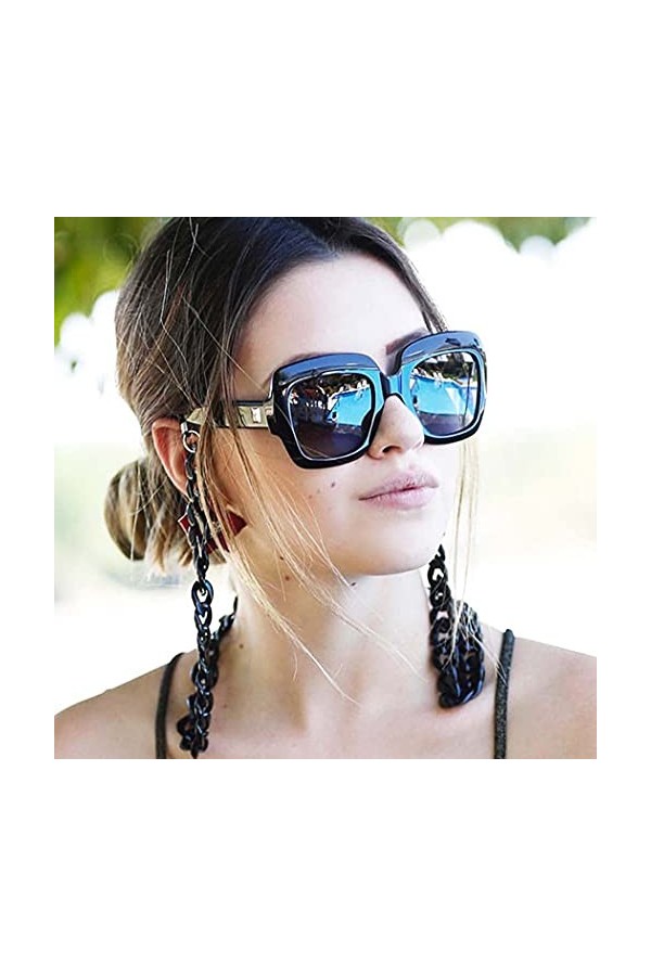 Borsgye Sourcingmap Lot de 2 chaînes de lunettes en acrylique Noir